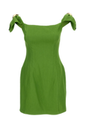 Green Linen Blend Mini Dress