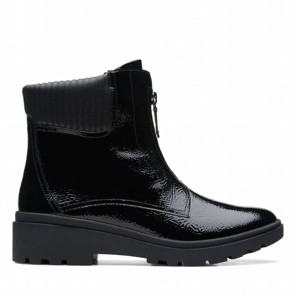 Women's Calla Zip Boot In Black Crinkle Patent