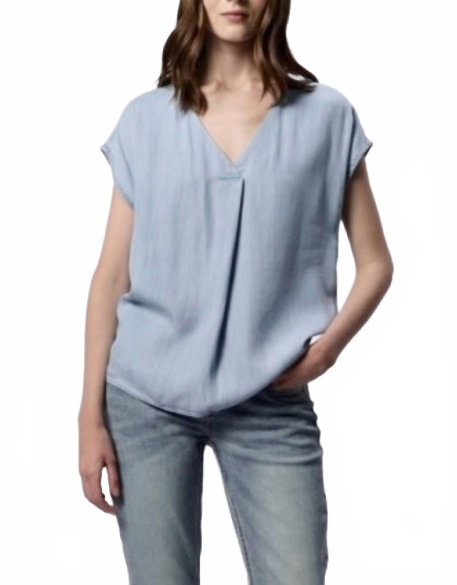Kristen V-Neck Top In Light Blue