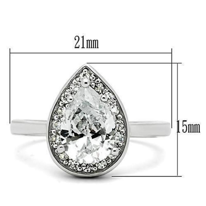 Rhodium Brass Ring with AAA Grade CZ in Clear