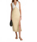 Cooper Linen V-Neck Midi Dress In White