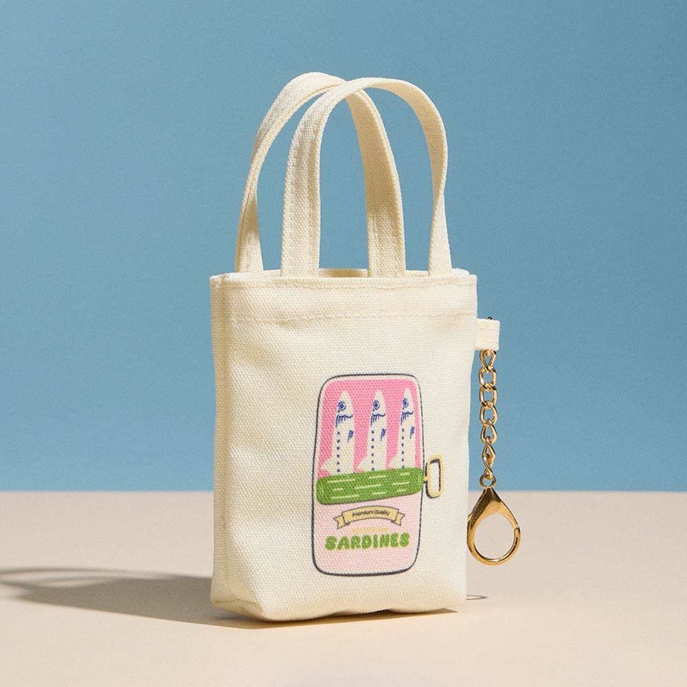 Sardine Graphic Print Keychain Mini Tote Bag