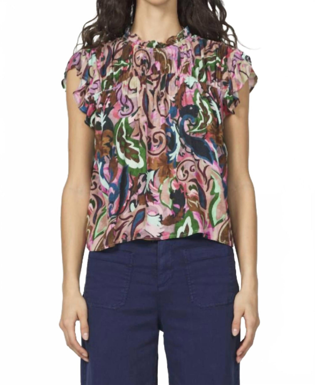 Camryn Ruffled Top In Twilight Paisley