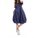 Barb Cotton Shirtdress In Navy