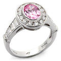 Rhodium 925 Sterling Silver Ring with AAA Grade CZ in Rose