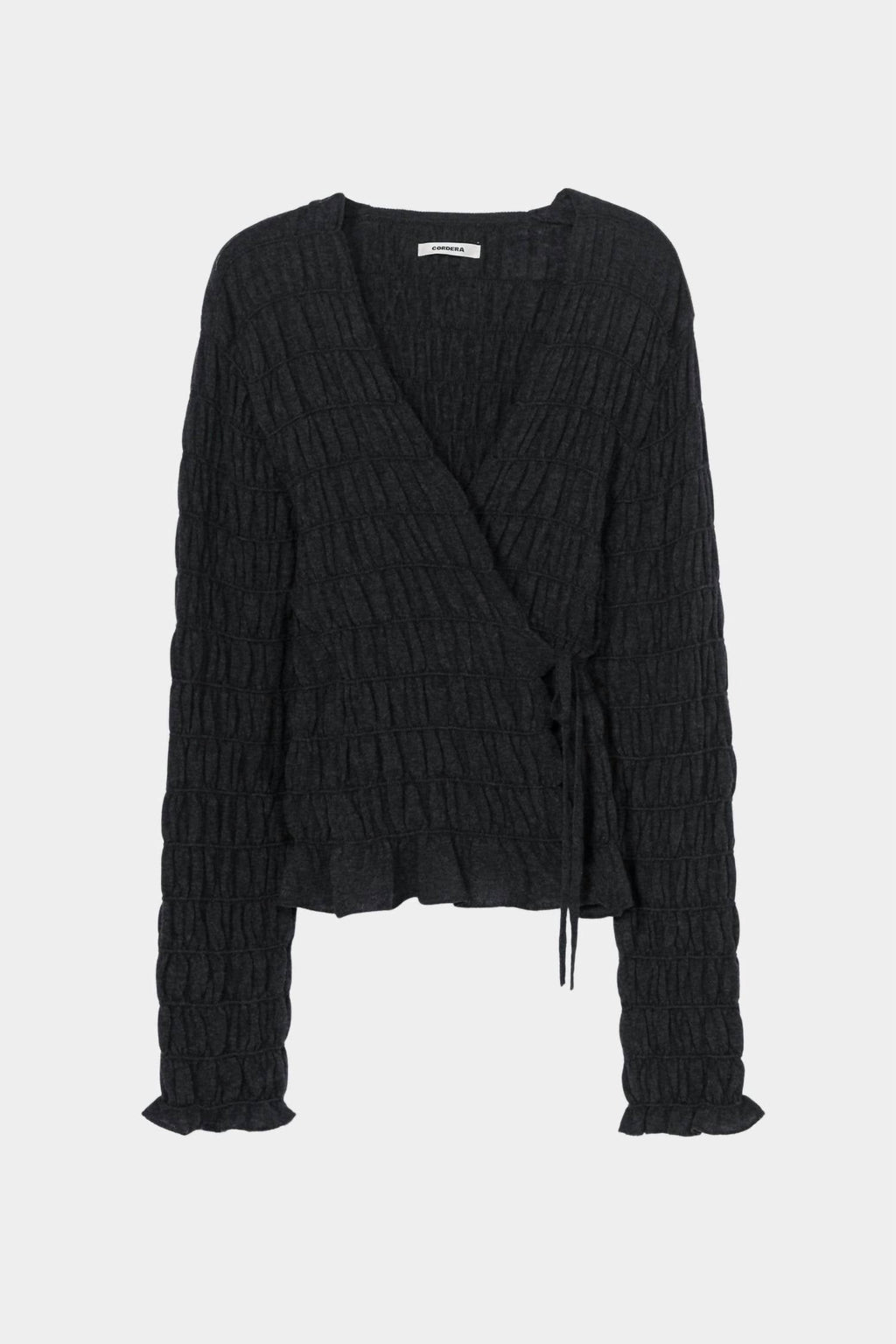 Merino Wool Gathered Cardigan In Anthracite