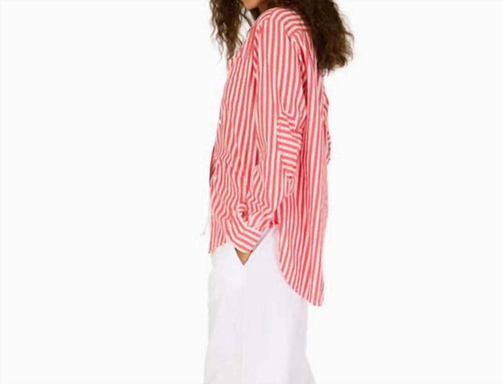 Mia Stripe Shirt Top In Red/white