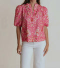 Alix Blouse In Pink Palm