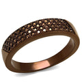 IP Coffee light Brass Ring with AAA Grade CZ in Light Coffee