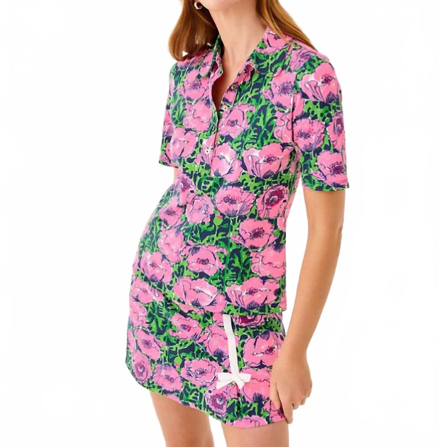 Via Flora Upf 50+ Polo Shirt In Low Tide Navy