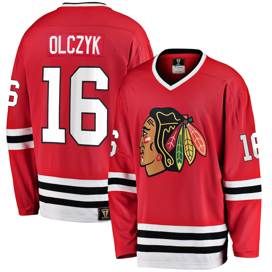 Men's Chicago Blackhawks Eddie Olczyk #16 Red Premier Breakaway Retired Player jersey