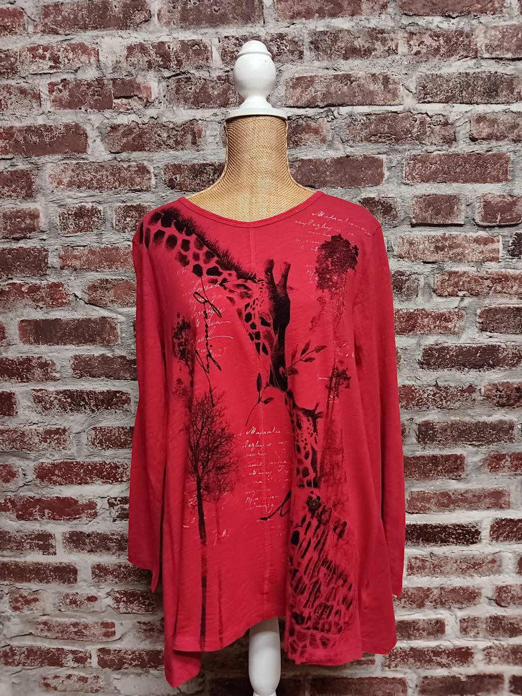 Single Pocket Safari Top In Red/ Black