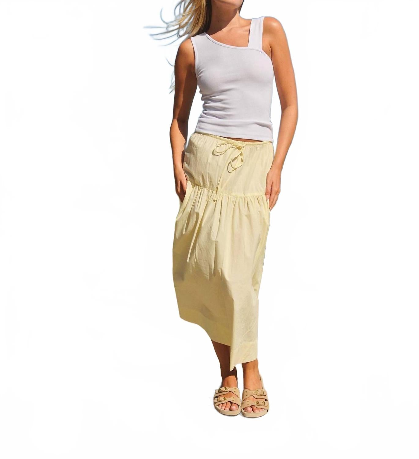 Rib Strap Tank Top In White