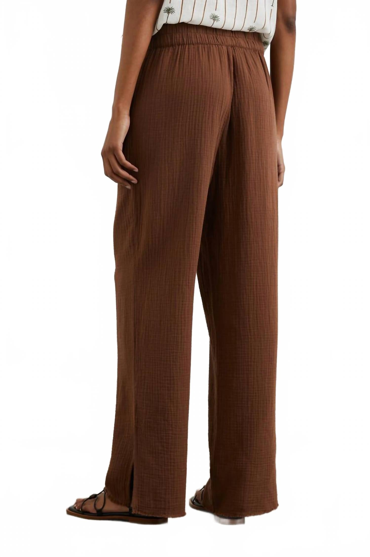 Leon Lightweight Double Gauze Pant In Cacao