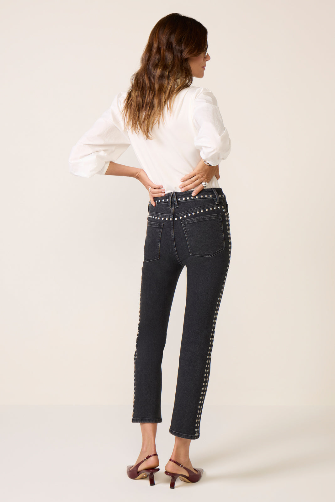 Women's Studded Legs Straight Jean
