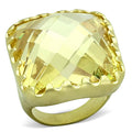 Matte Gold Brass Ring with AAA Grade CZ in Citrine Yellow
