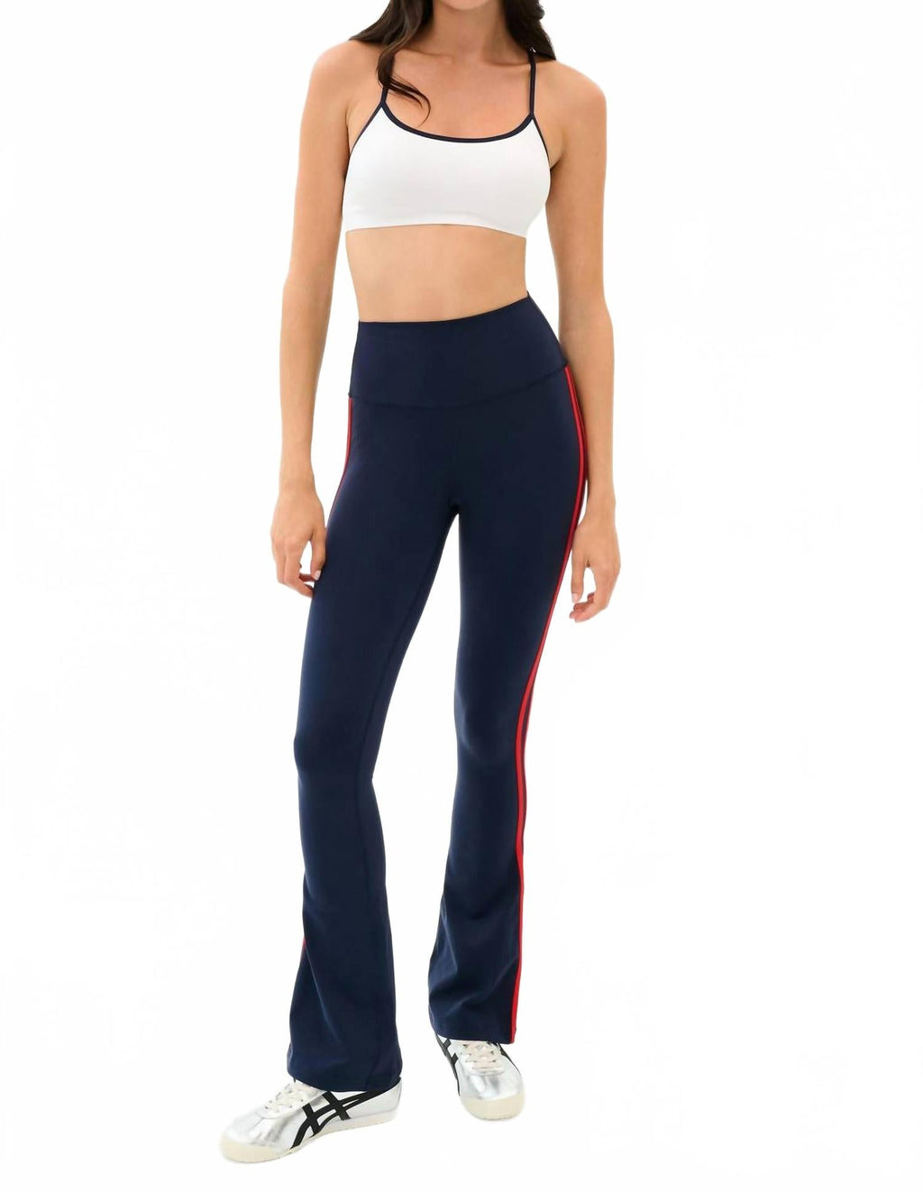 Raquel High Waist Supplex Flare Pants In Indigo Lotus Red