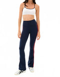 Raquel High Waist Supplex Flare Pants In Indigo Lotus Red