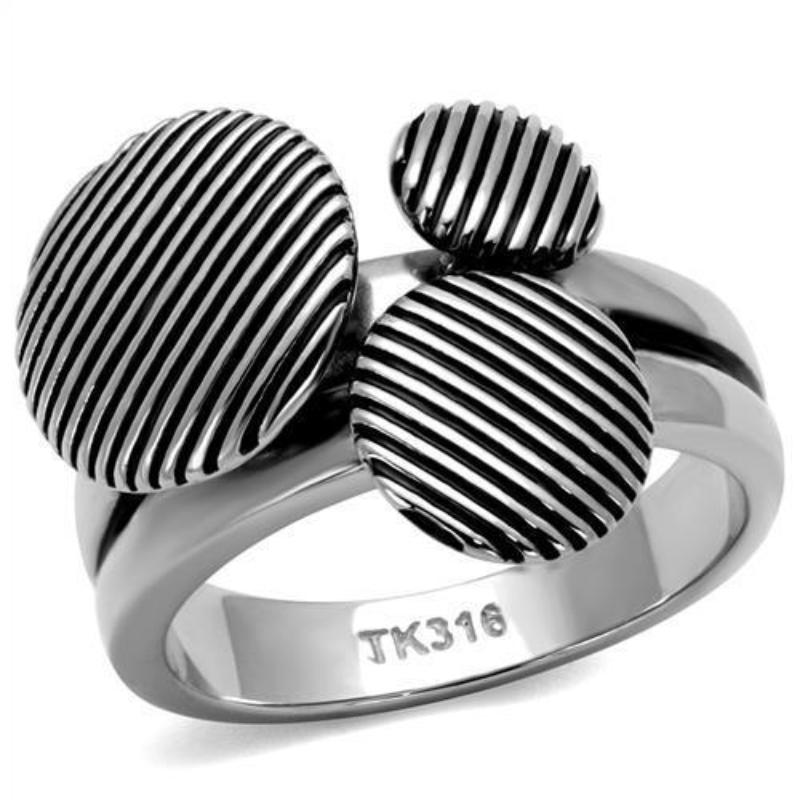 High polished (no plating) Stainless Steel Ring with Epoxy in Jet