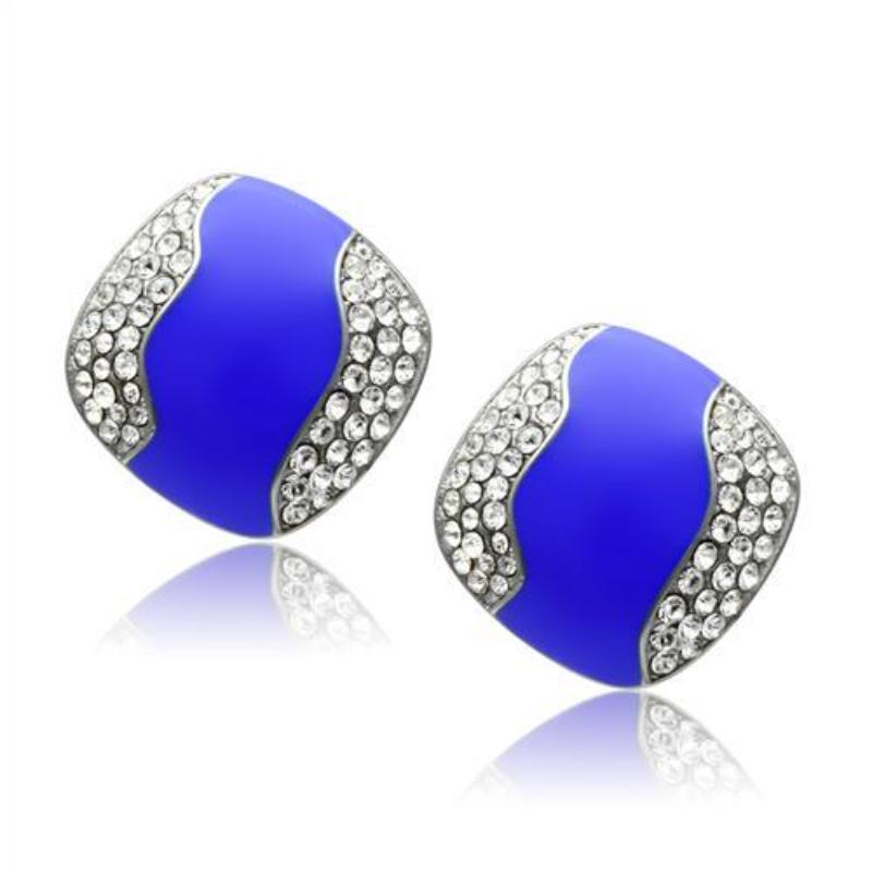 High polished (no plating) Stainless Steel Earrings with Top Grade Crystal in Clear