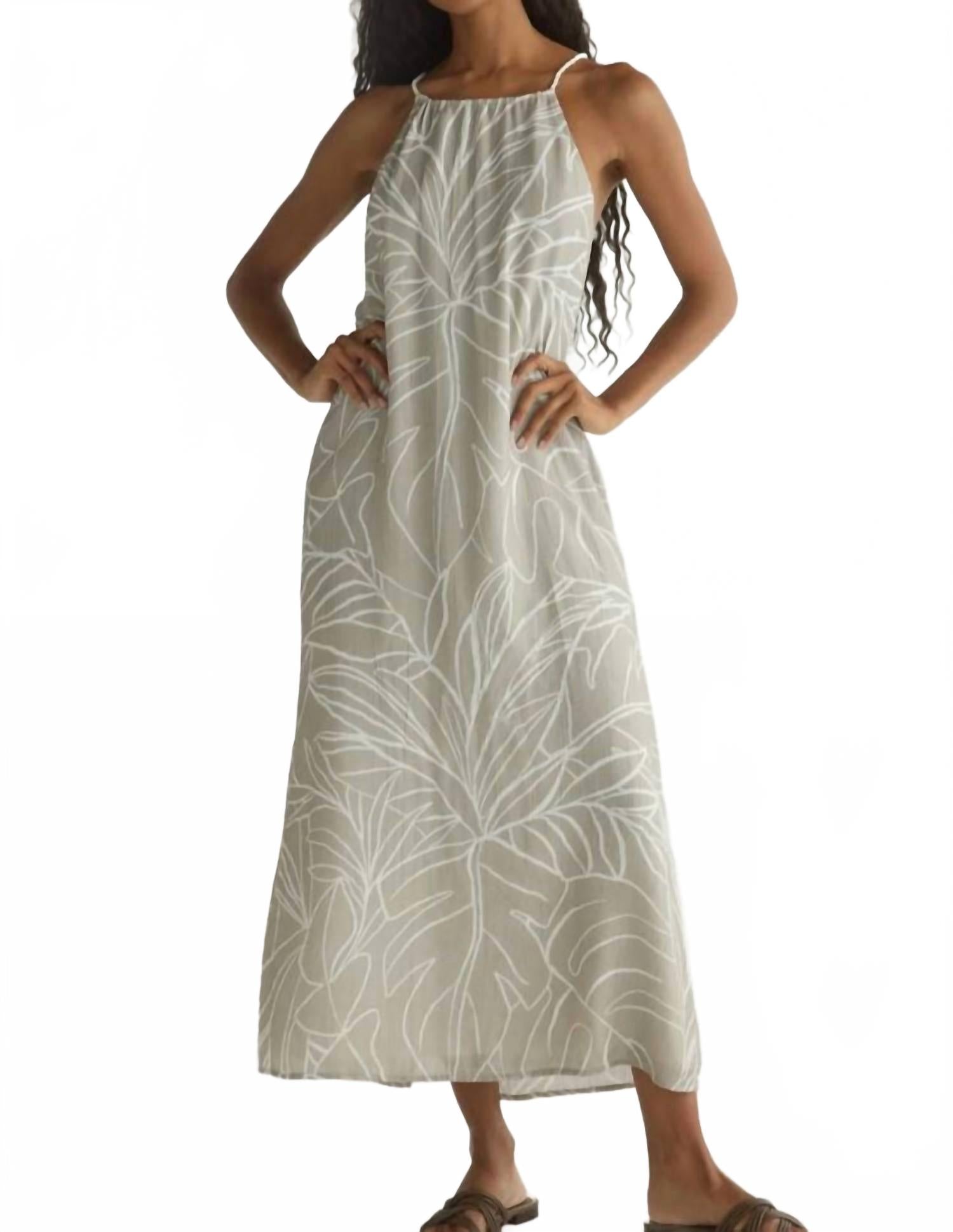 Halter Maxi Dress In Tropical Print