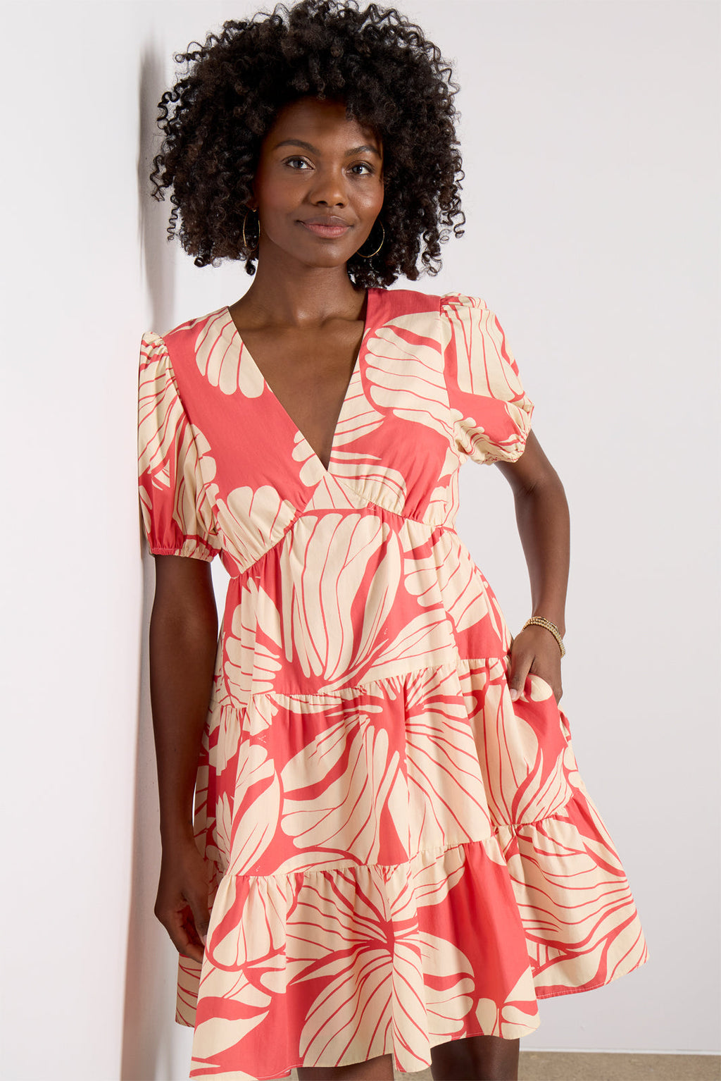 Women's SS V Neck Mini Dress