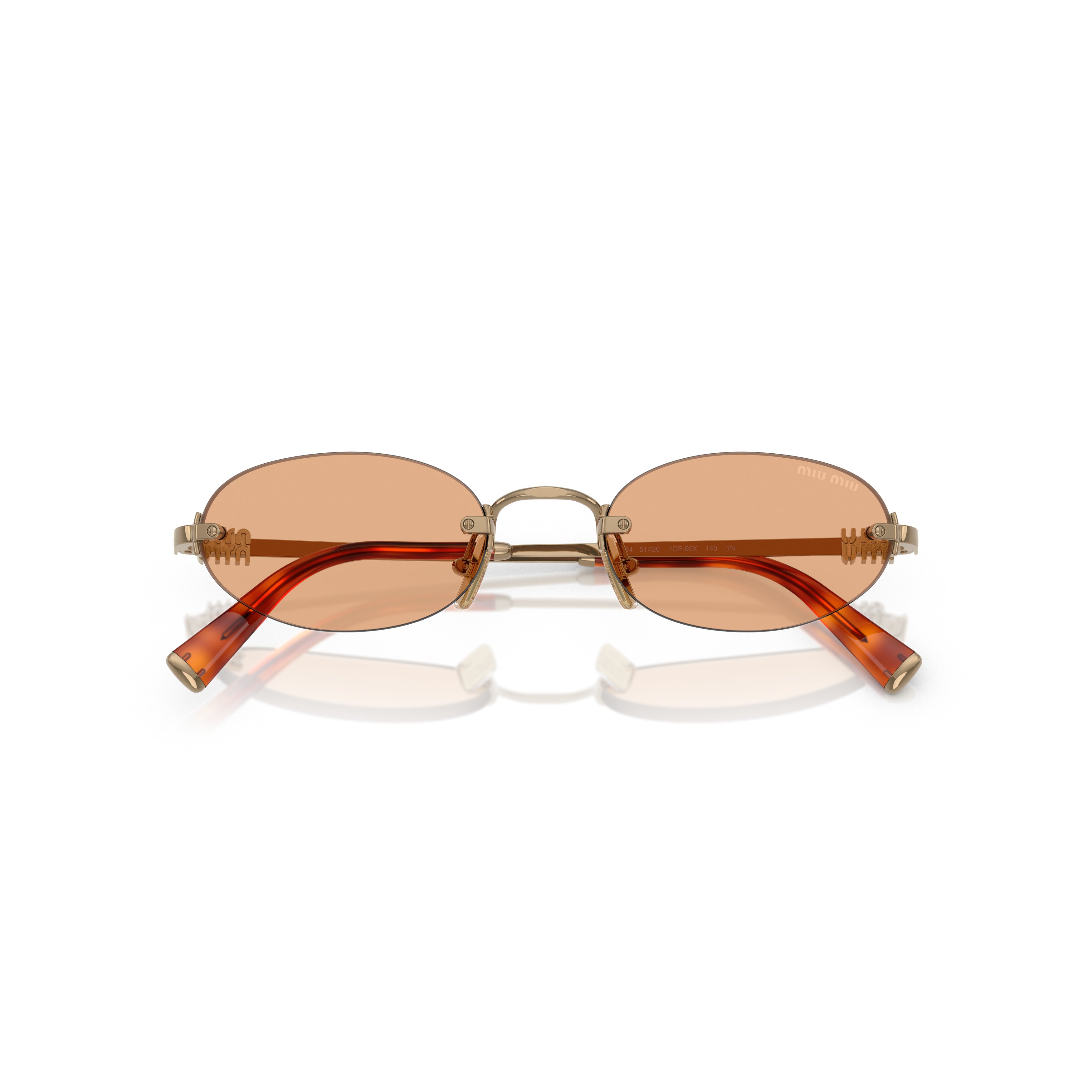 0Mu A54S Oval Sunglasses with Gold Metal Frame