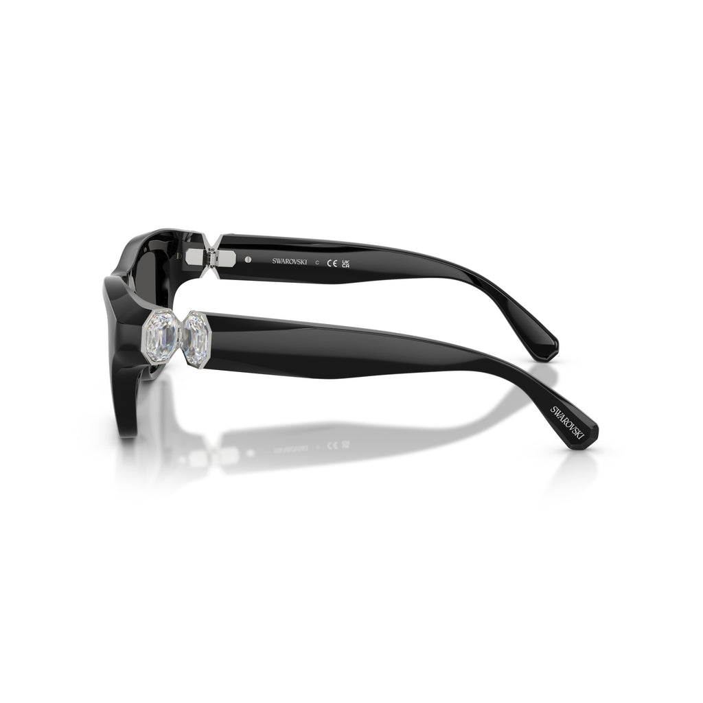 0Sk6056U Rectangular Black Sunglasses with Crystal Embellishments