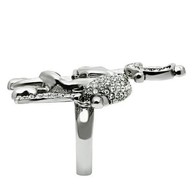 Ruthenium White Metal Ring with Top Grade Crystal in Clear