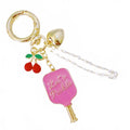 Women's Pickleball Cherry Bag Charm And Keychain In Gold Pink