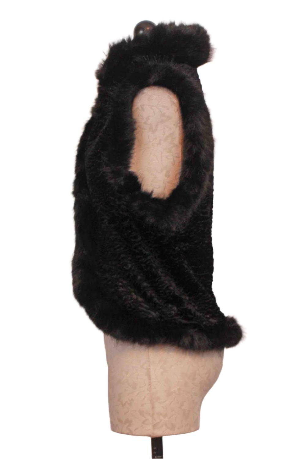 Women's Faux Fur Collar Vest In Black