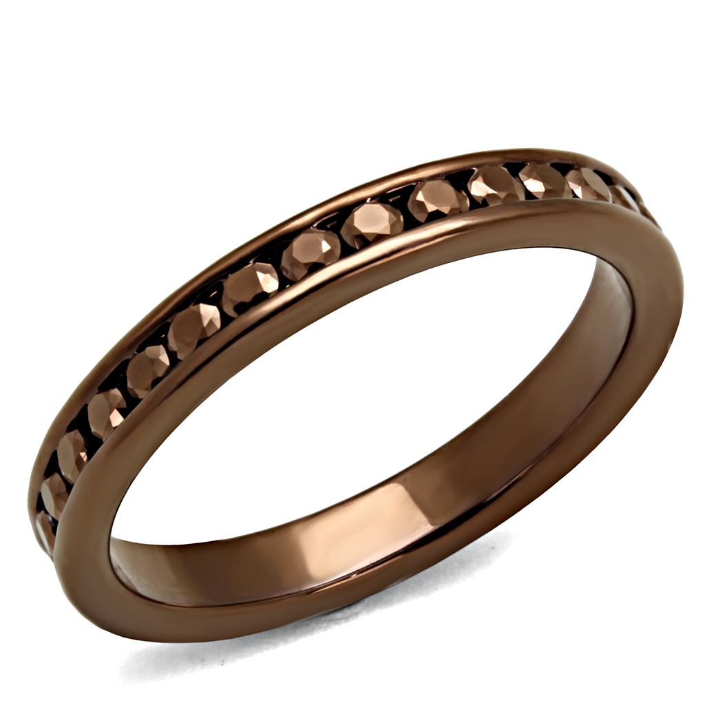 IP Coffee light Brass Ring with AAA Grade CZ in Brown