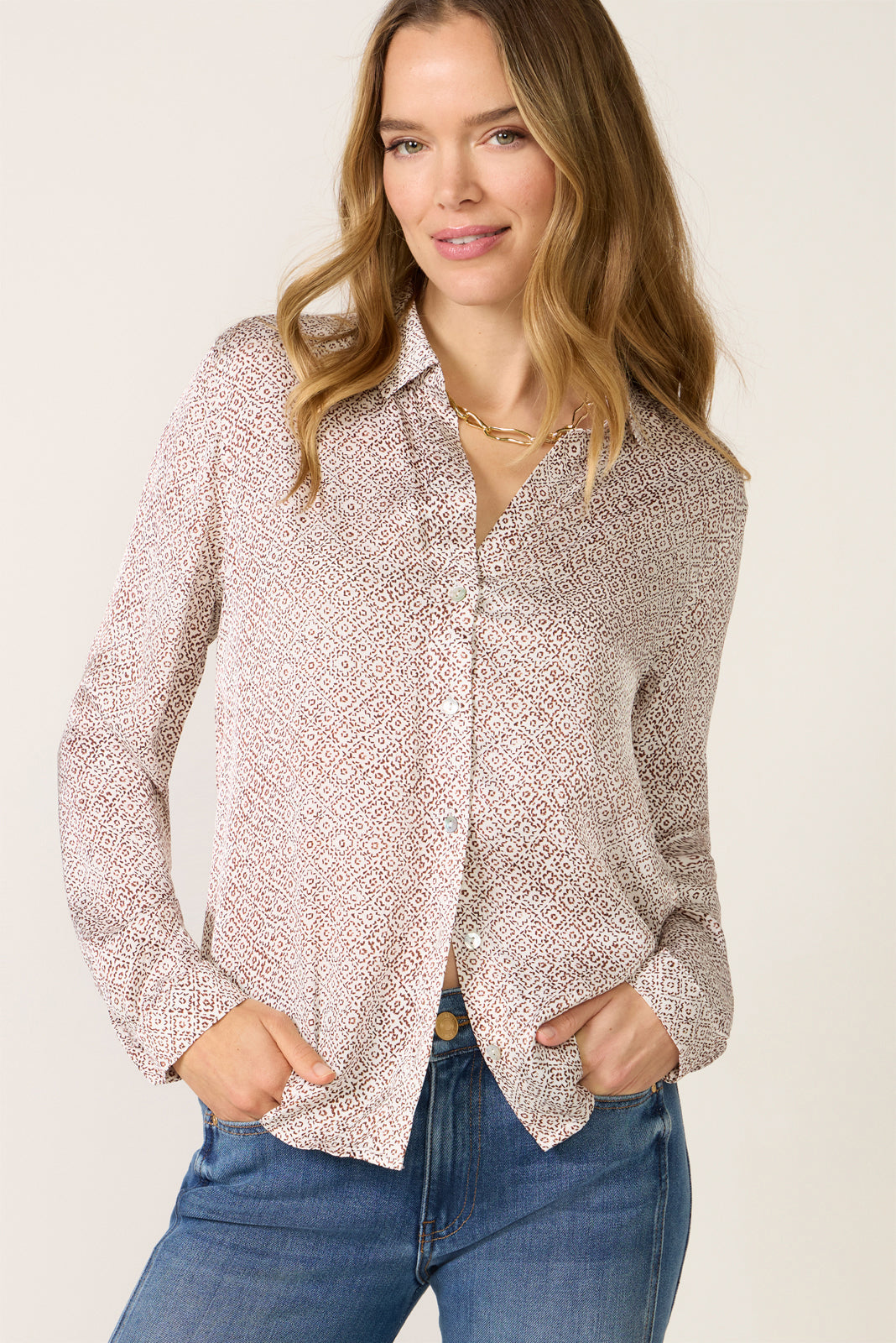 Women's Satin Button Down Shirt