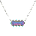 Women's Horizontal Bar Necklace In Blue Gemstone