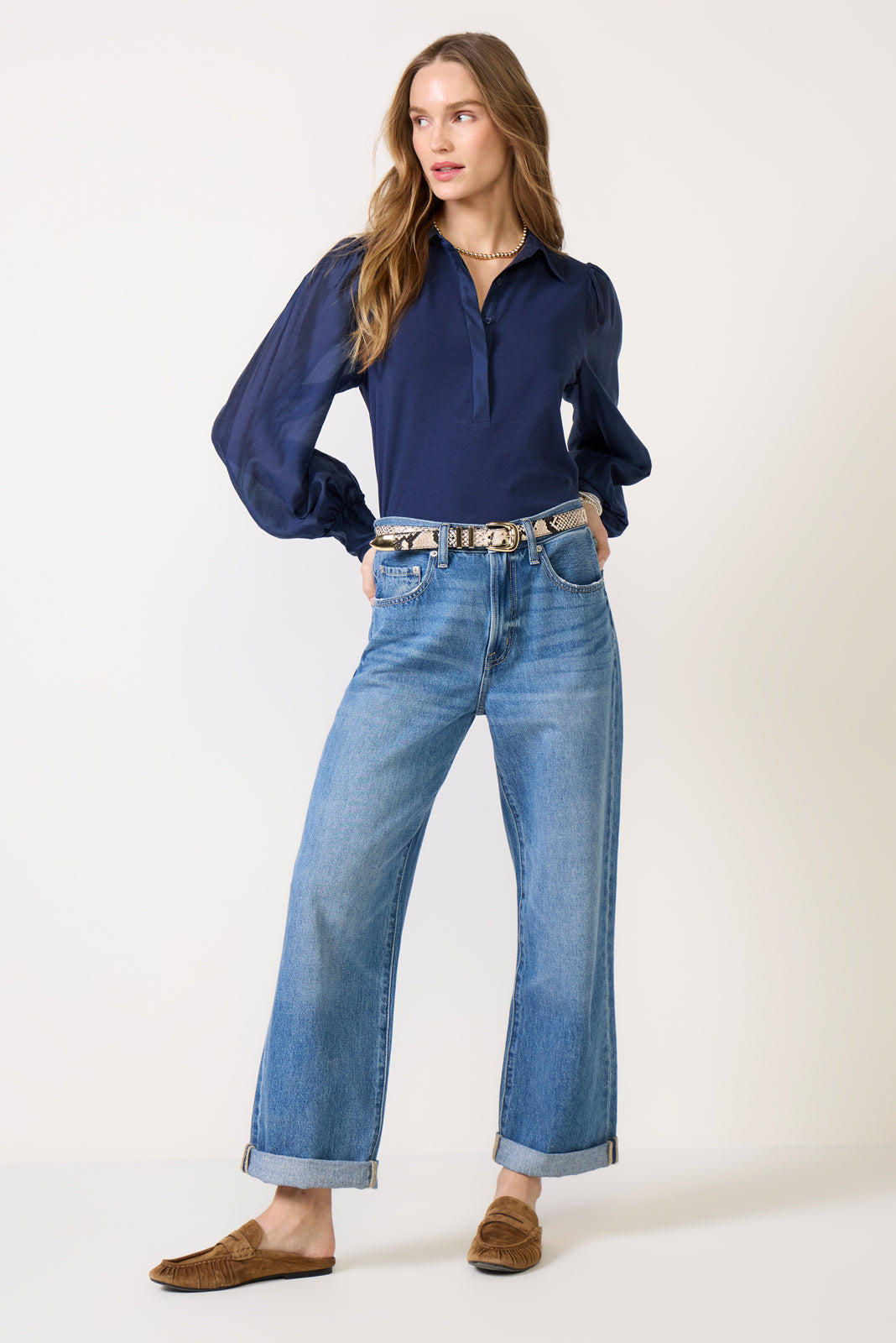 Women's Nelly Sheer Sleeve Top