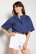 Women's Relaxed Short Sleeve Popover Top