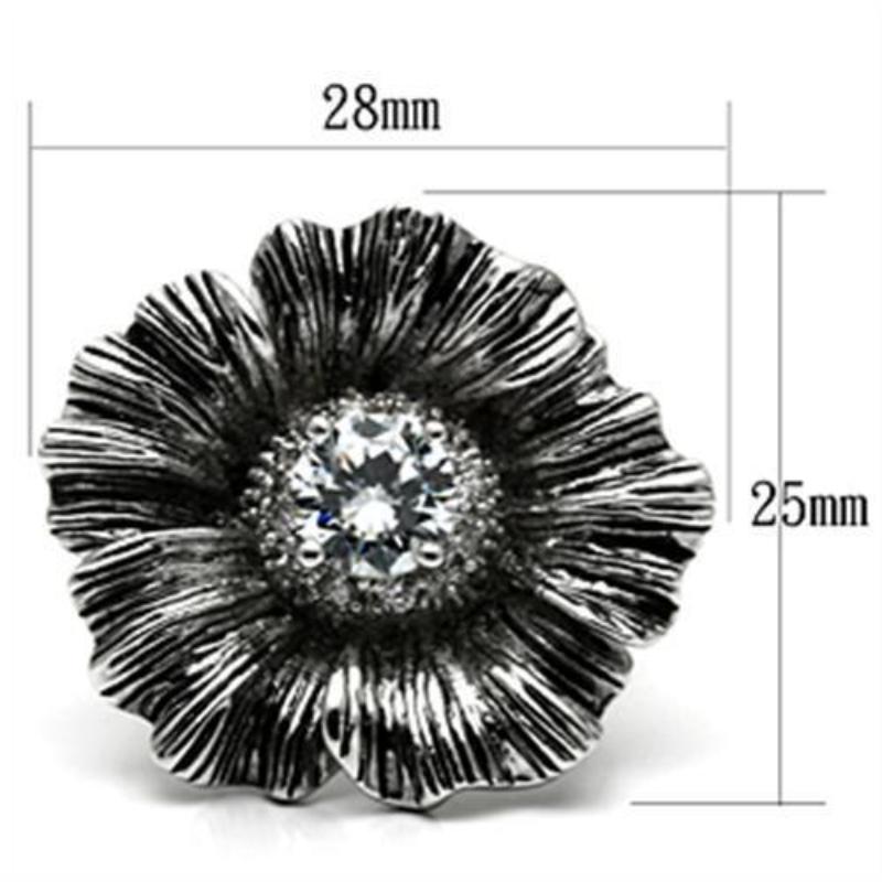 Rhodium Brass Ring with AAA Grade CZ in Clear