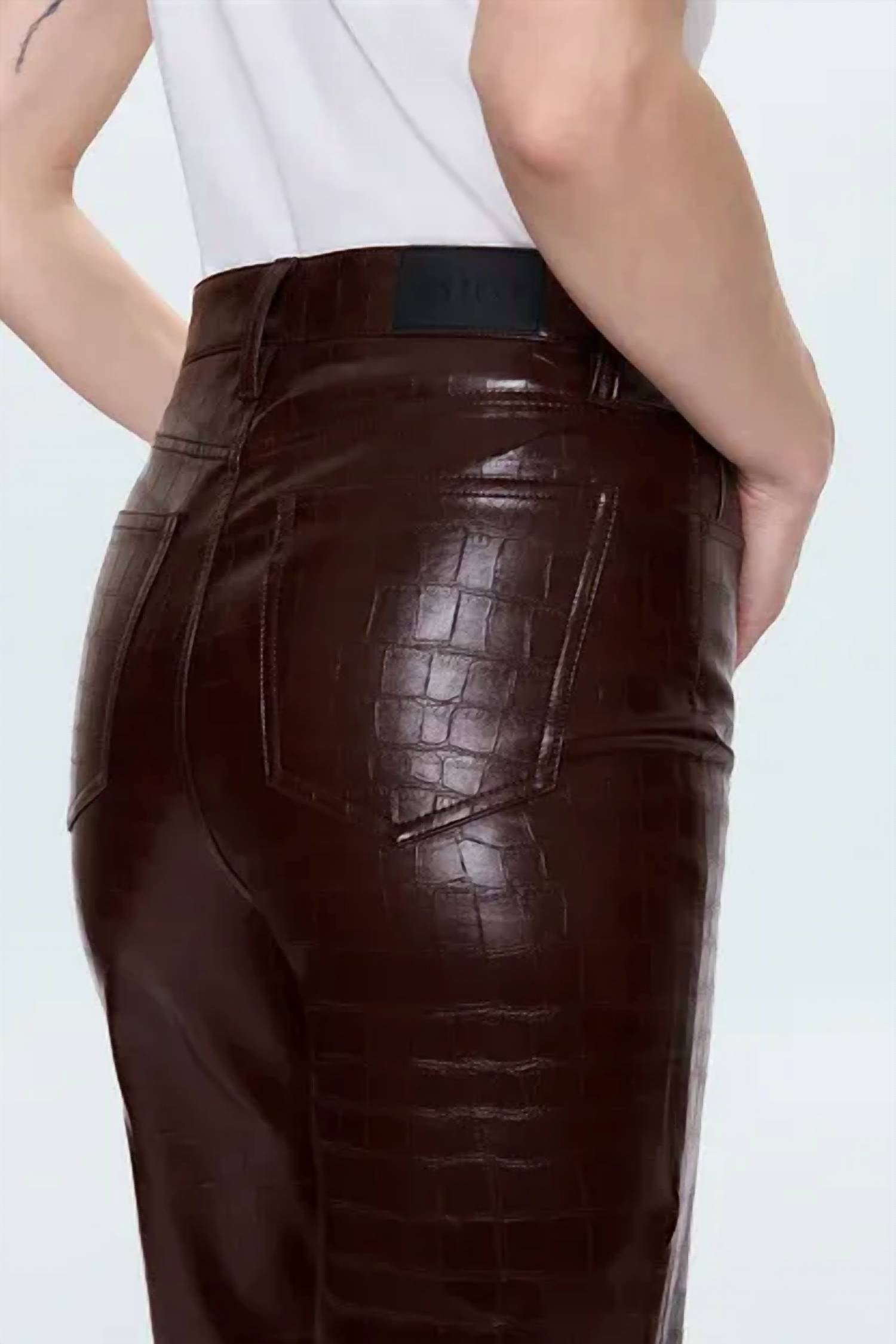 Cassie Straight Leg Pant In Brown Croc