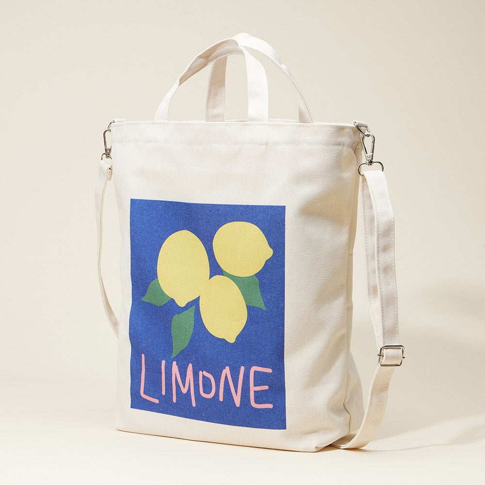 Limone Printed Top Handle Canvas Bag / Crossbody Bag