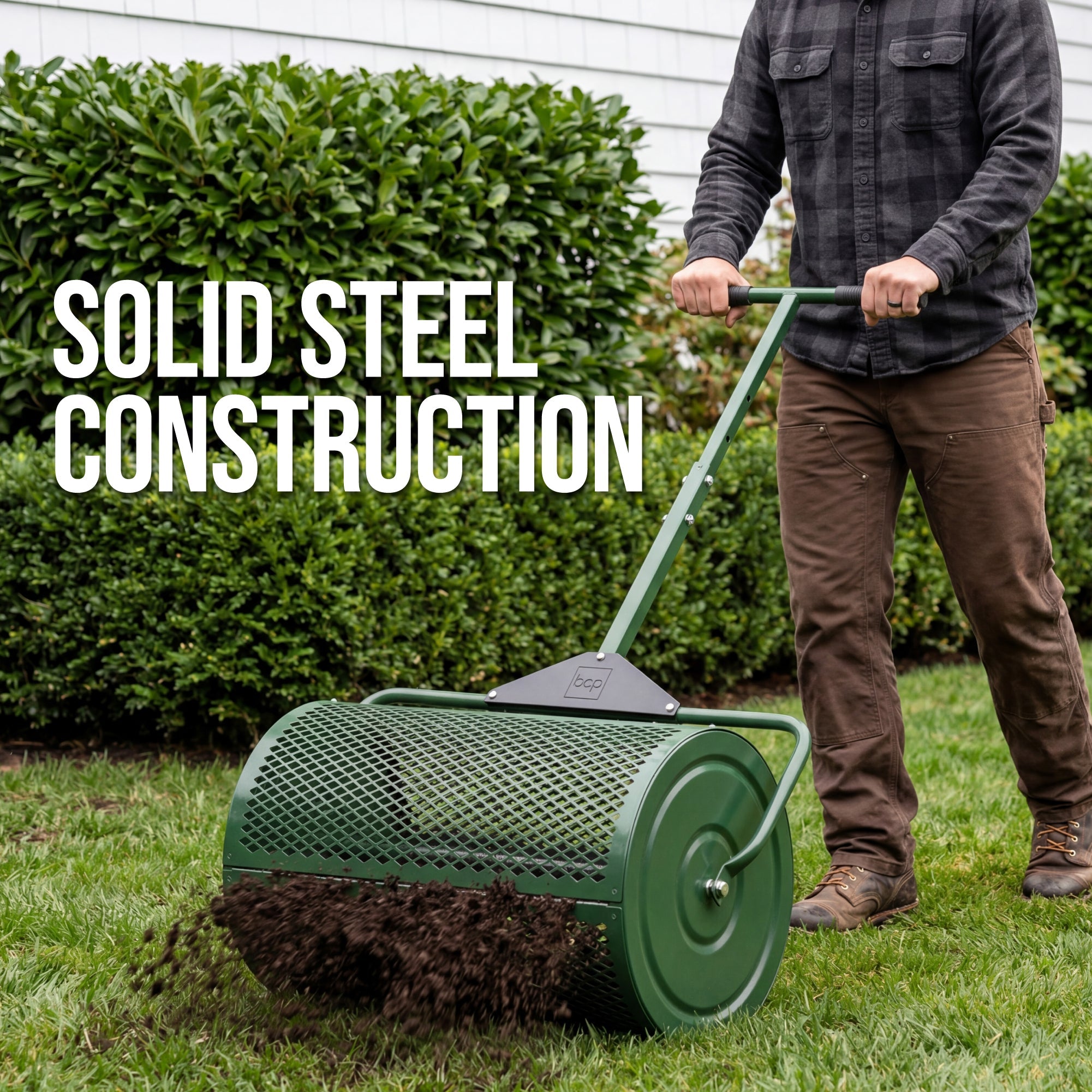 Best Choice Products 24" Compost Spreader, Steel Lawn & Peat Moss Topdresser, Adjustable T-Shaped Handle