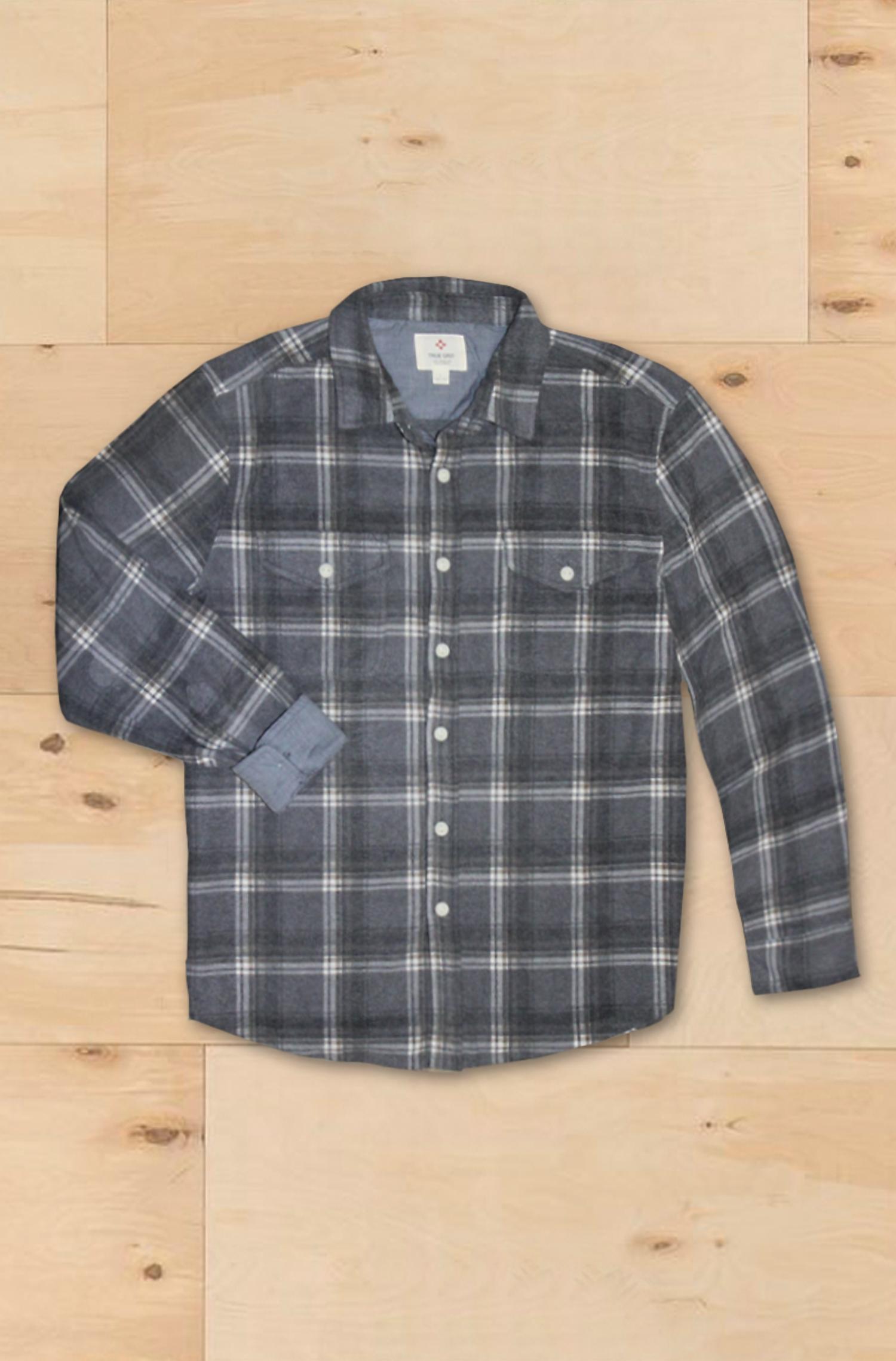 Men's Plaid Long Sleeve Button Down Shirt In Grey