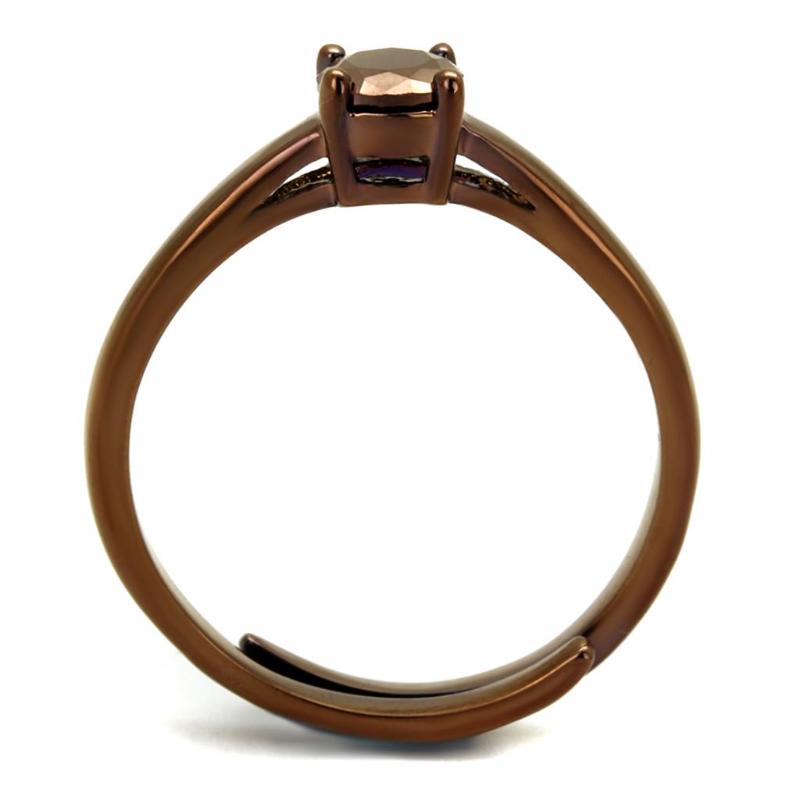 IP Coffee light Brass Ring with AAA Grade CZ in Light Coffee