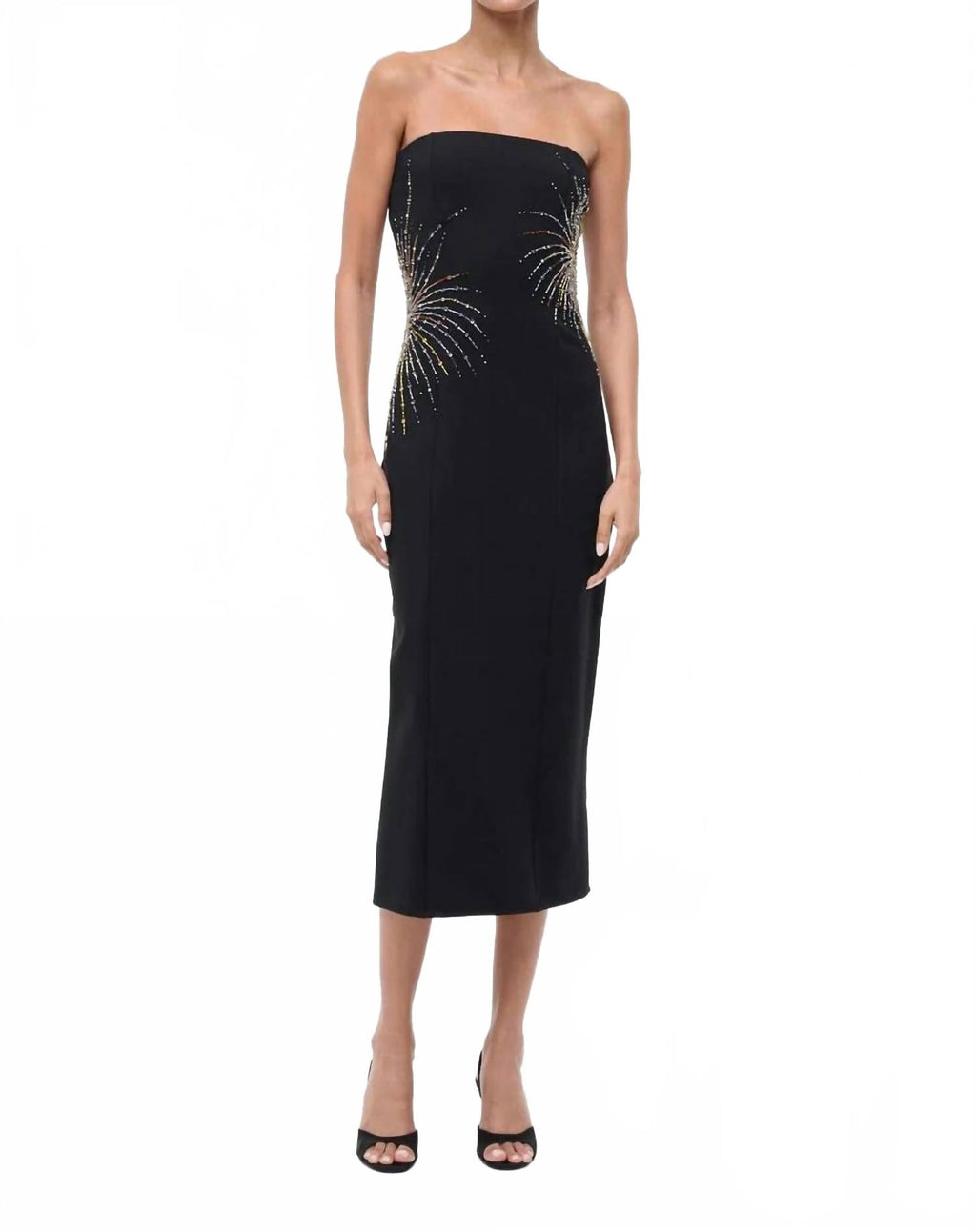 Britney Midi Dress In Black Firework