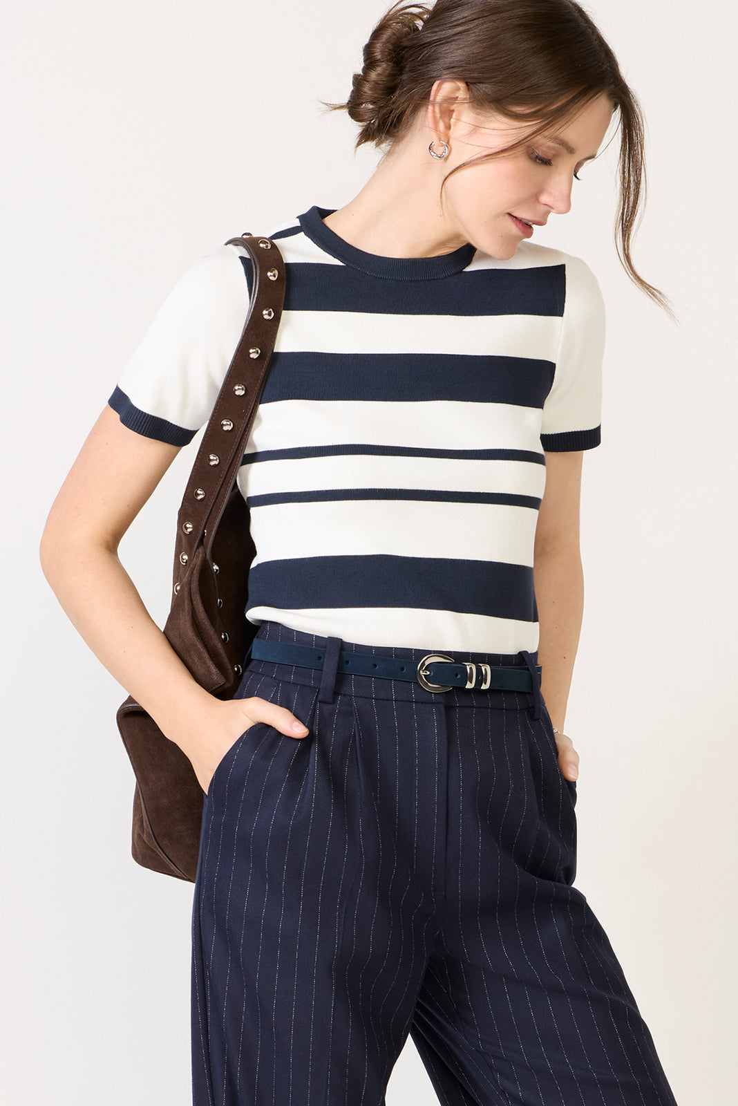 Women's Maxime Knit Stripe Short Sleeve Sweater Top