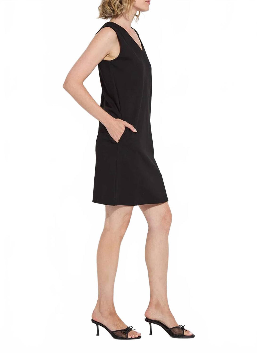 Sleeveless Knee Length Dress In Black