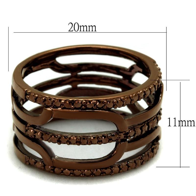 IP Coffee light Brass Ring with AAA Grade CZ in Light Coffee