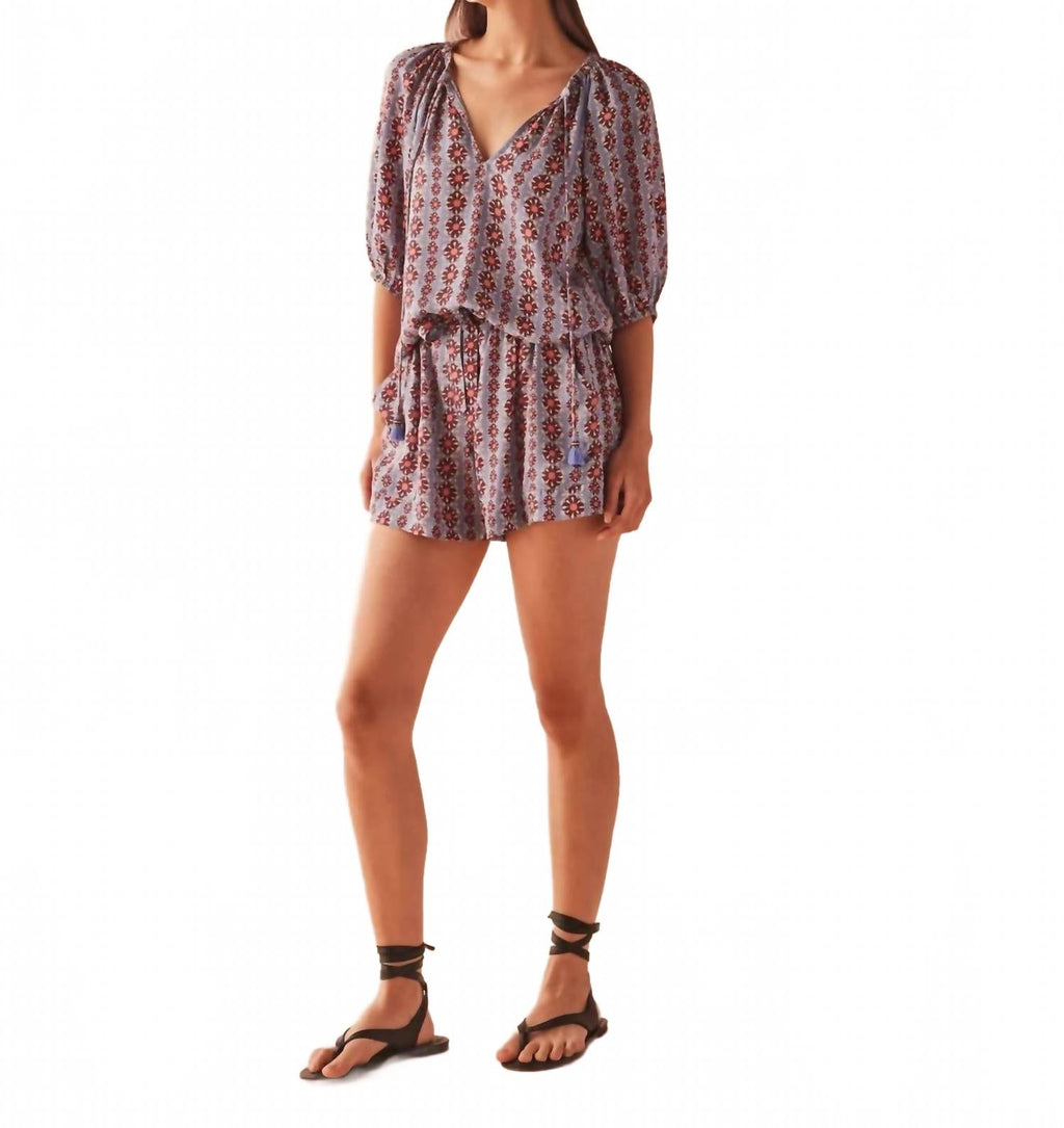 Isla V Neck Blouse In Omari Hibiscus