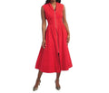 Smocked Waist Midi Dress In Red