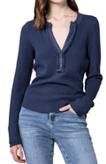 Luna Long Sleeve Fitted Top In Black Iris