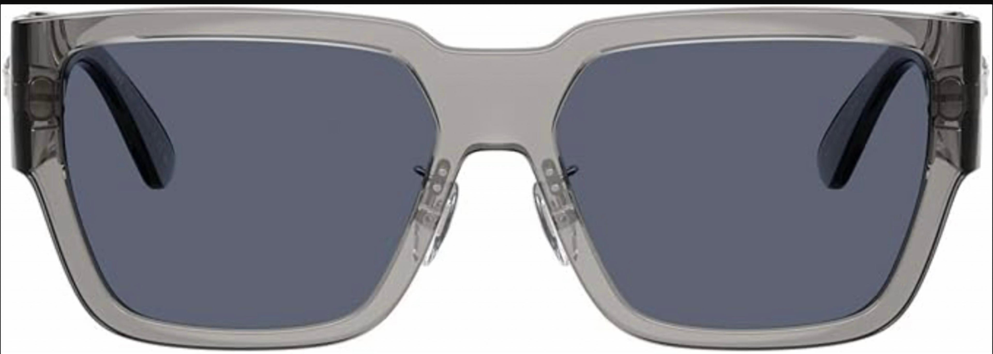 Men's Rectangular Sunglasses In Grey Transparent Dark